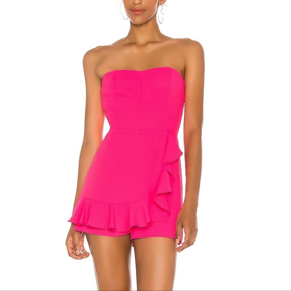 Amanda Uprichard pink strapless romper